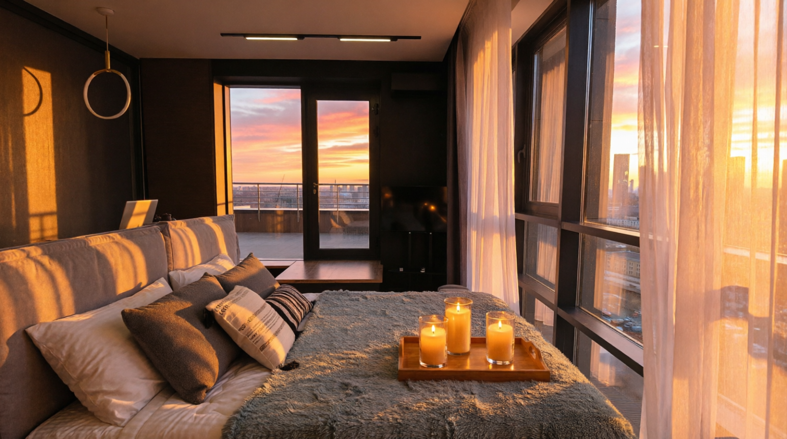 Премиальная студия «Эверест» от Home24: Терраса с видом на Москва-Сити